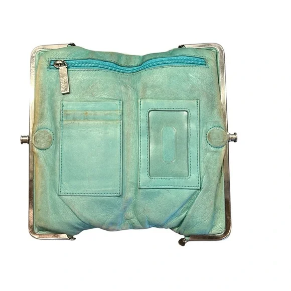 HOBO Lauren Clutch Double Wallet Light Aqua Blue - Picture 2 of 5